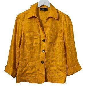 Jones New York Linen Jacket Size 6 Womens Jacket Orange Gold